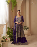 Anaita Navy Real Georgette Stitched Suit With Sequence & Diamond Work