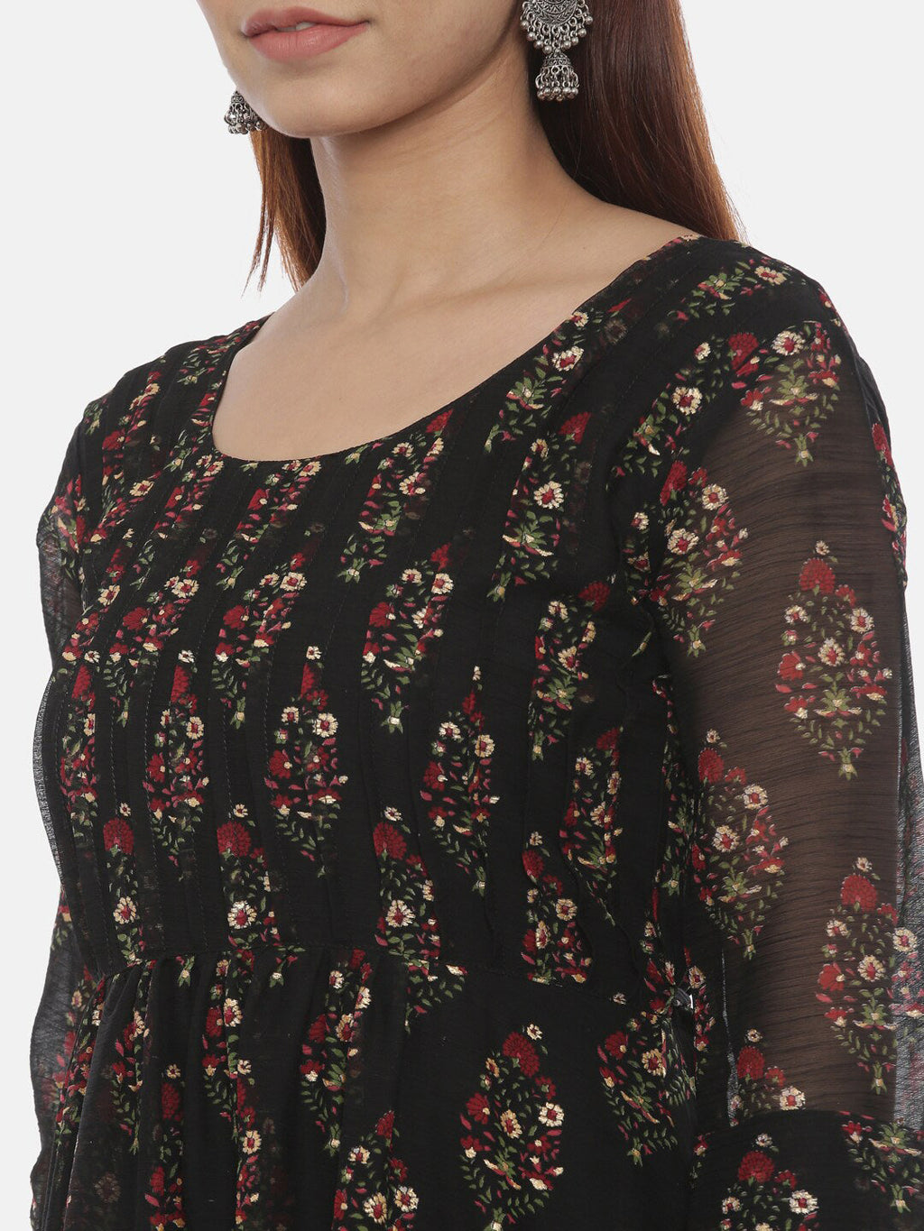 Souchii Women Black Printed Fit And Flare Beautiful Dress