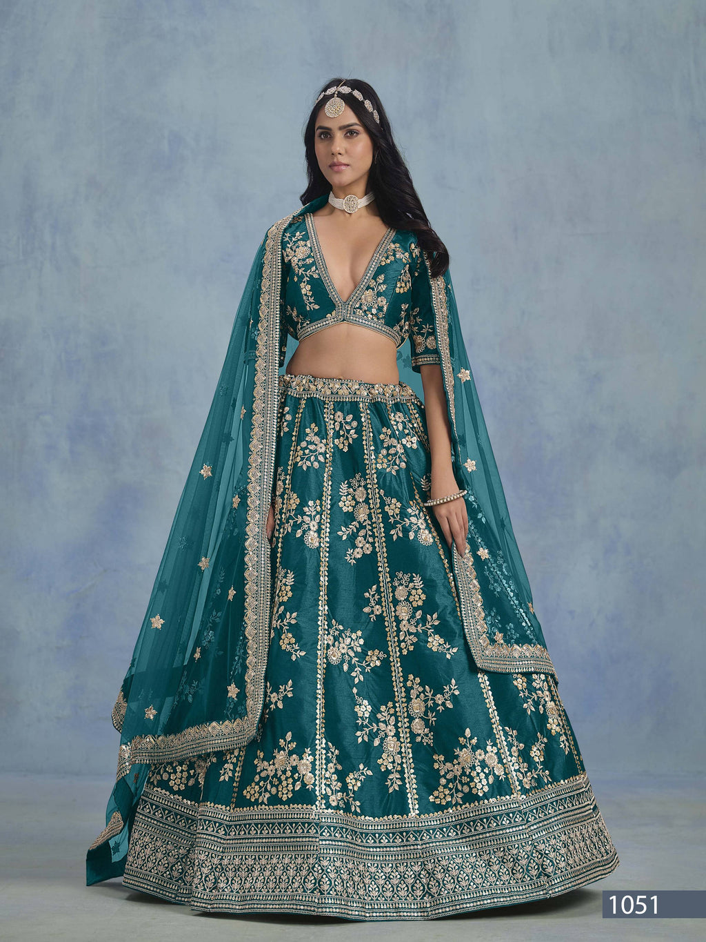 Anaita Teal Embroidered Heavy Art Silk Designer Lehenga With Blouse