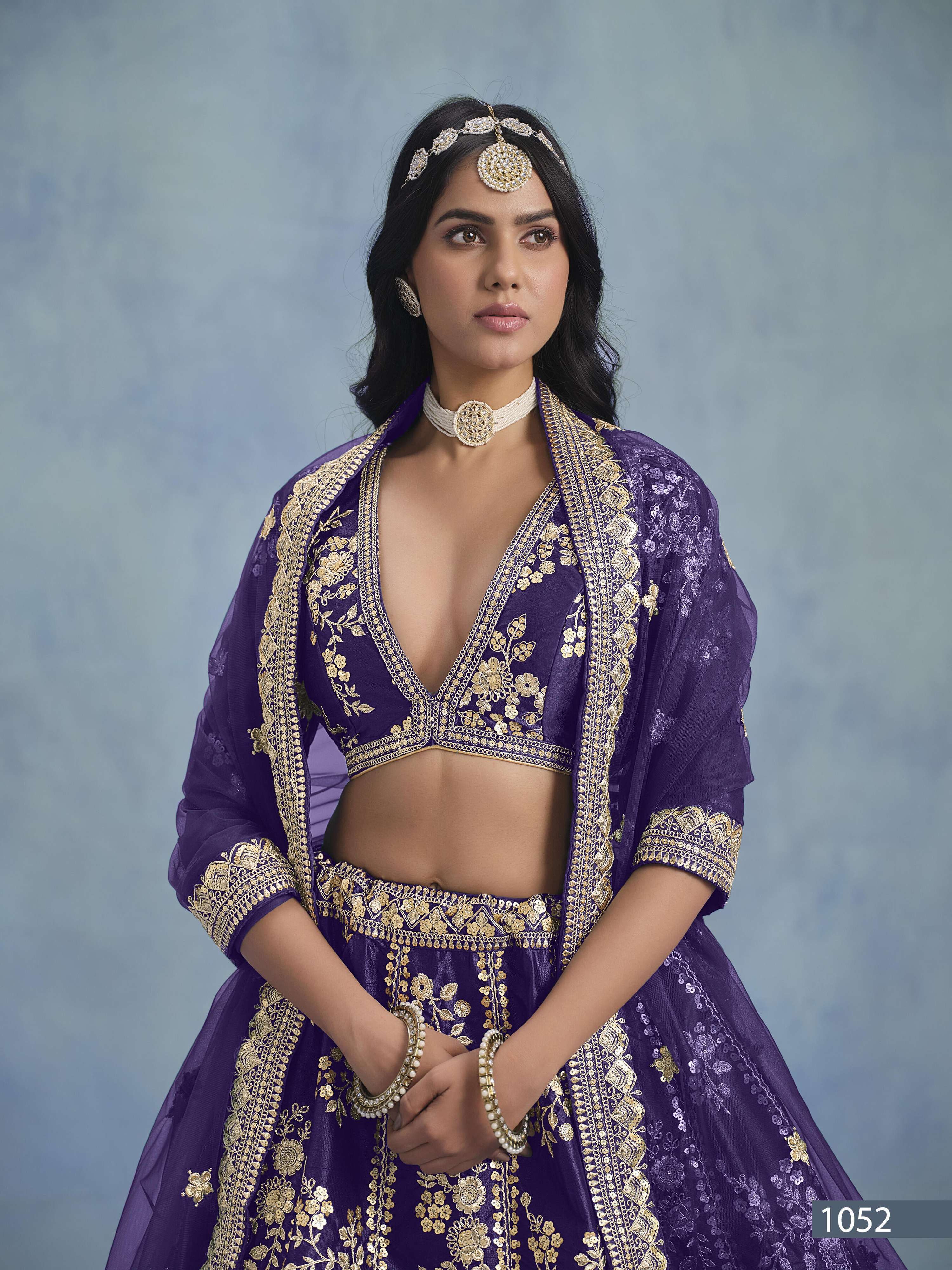 Anaita Purple Embroidered Heavy Art Silk Designer Lehenga With Blouse