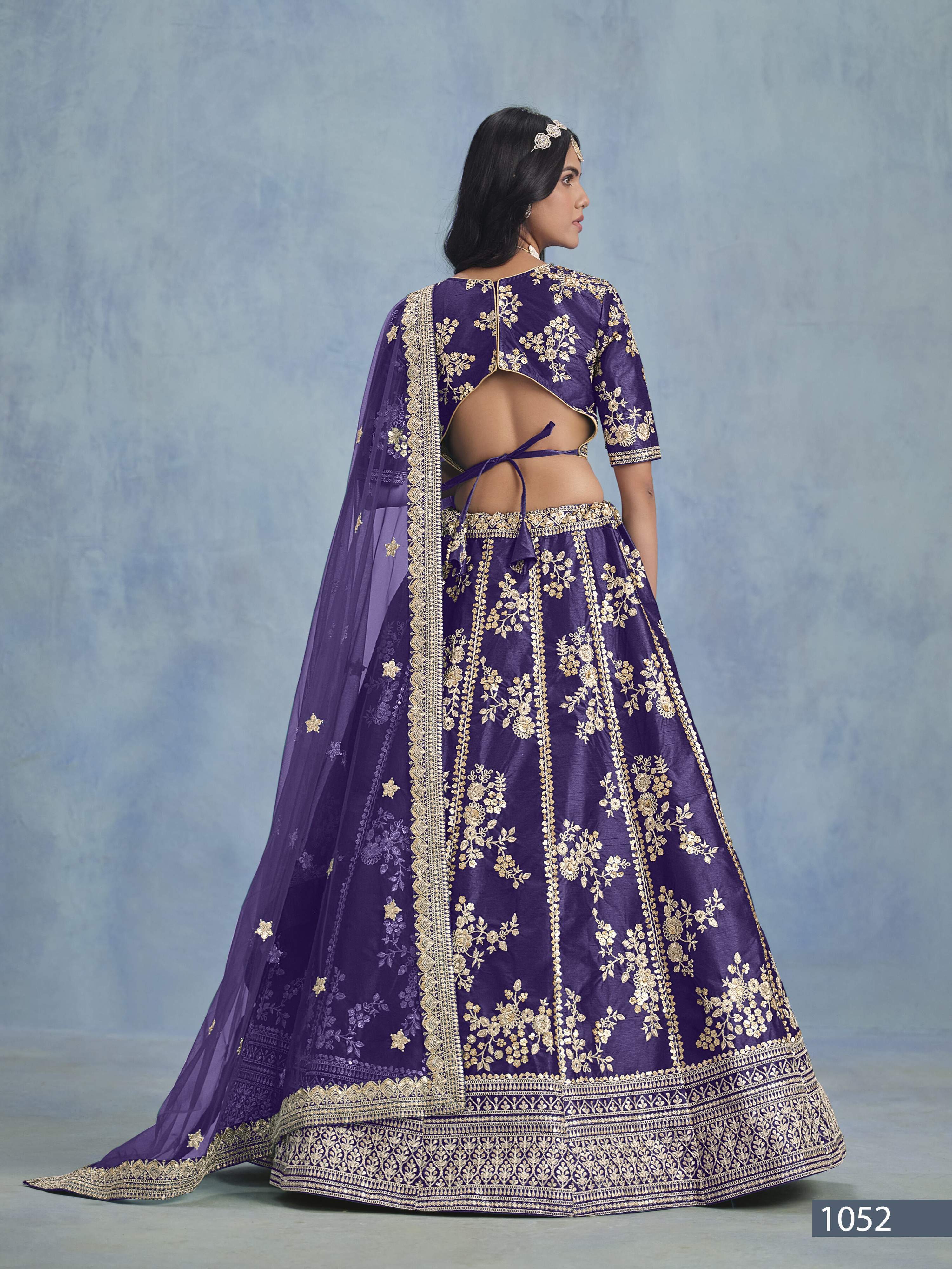 Anaita Purple Embroidered Heavy Art Silk Designer Lehenga With Blouse
