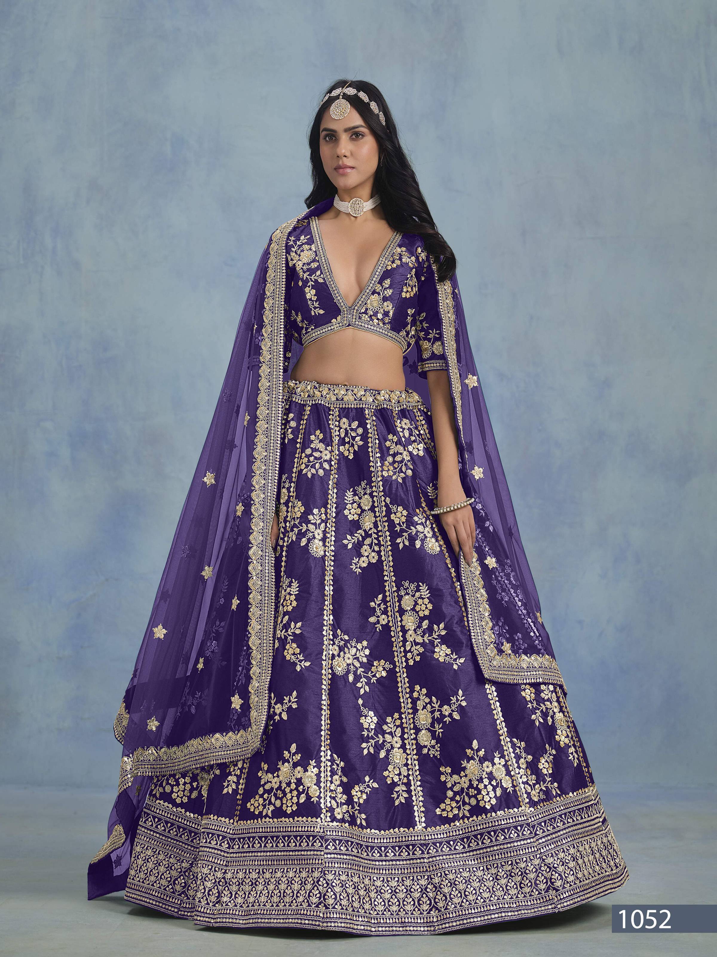 Anaita Purple Embroidered Heavy Art Silk Designer Lehenga With Blouse