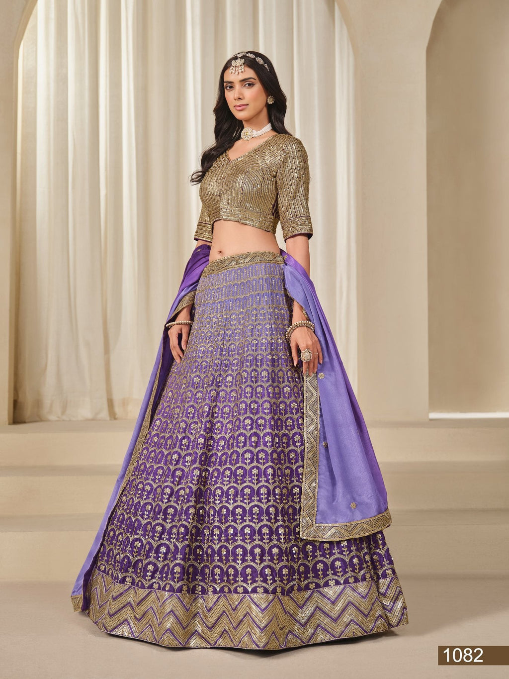 Anaita Purple Embroidered Heavy Chinon Silk Designer Lehenga With Blouse