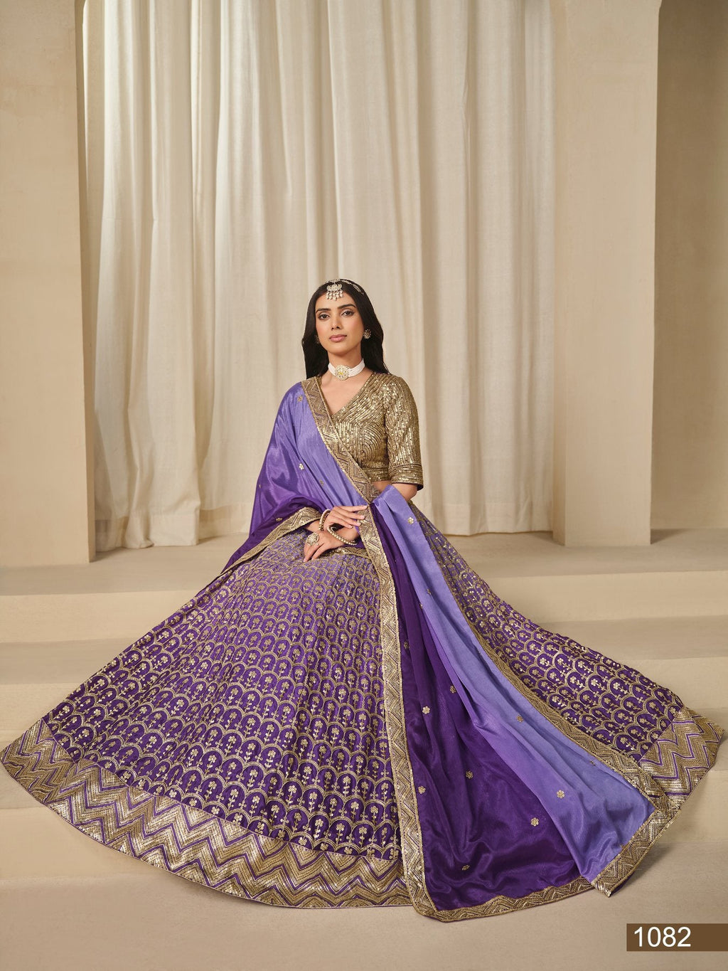 Anaita Purple Embroidered Heavy Chinon Silk Designer Lehenga With Blouse