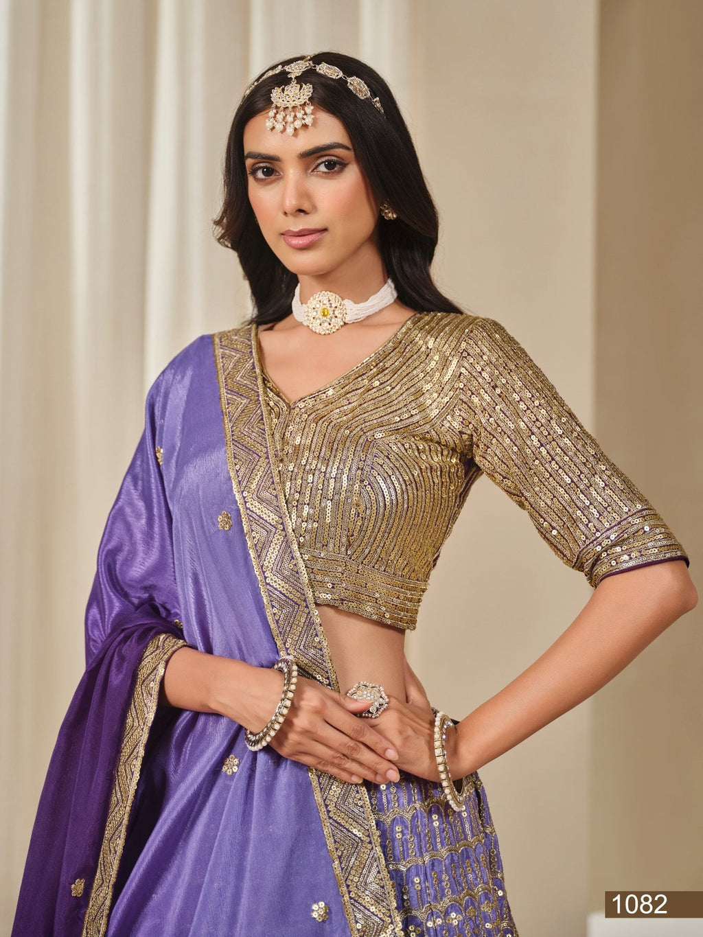 Anaita Purple Embroidered Heavy Chinon Silk Designer Lehenga With Blouse