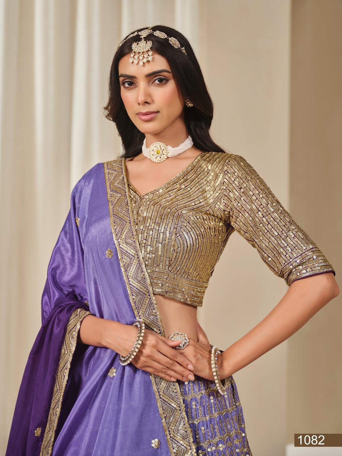 Anaita Purple Embroidered Heavy Chinon Silk Designer Lehenga With Blouse