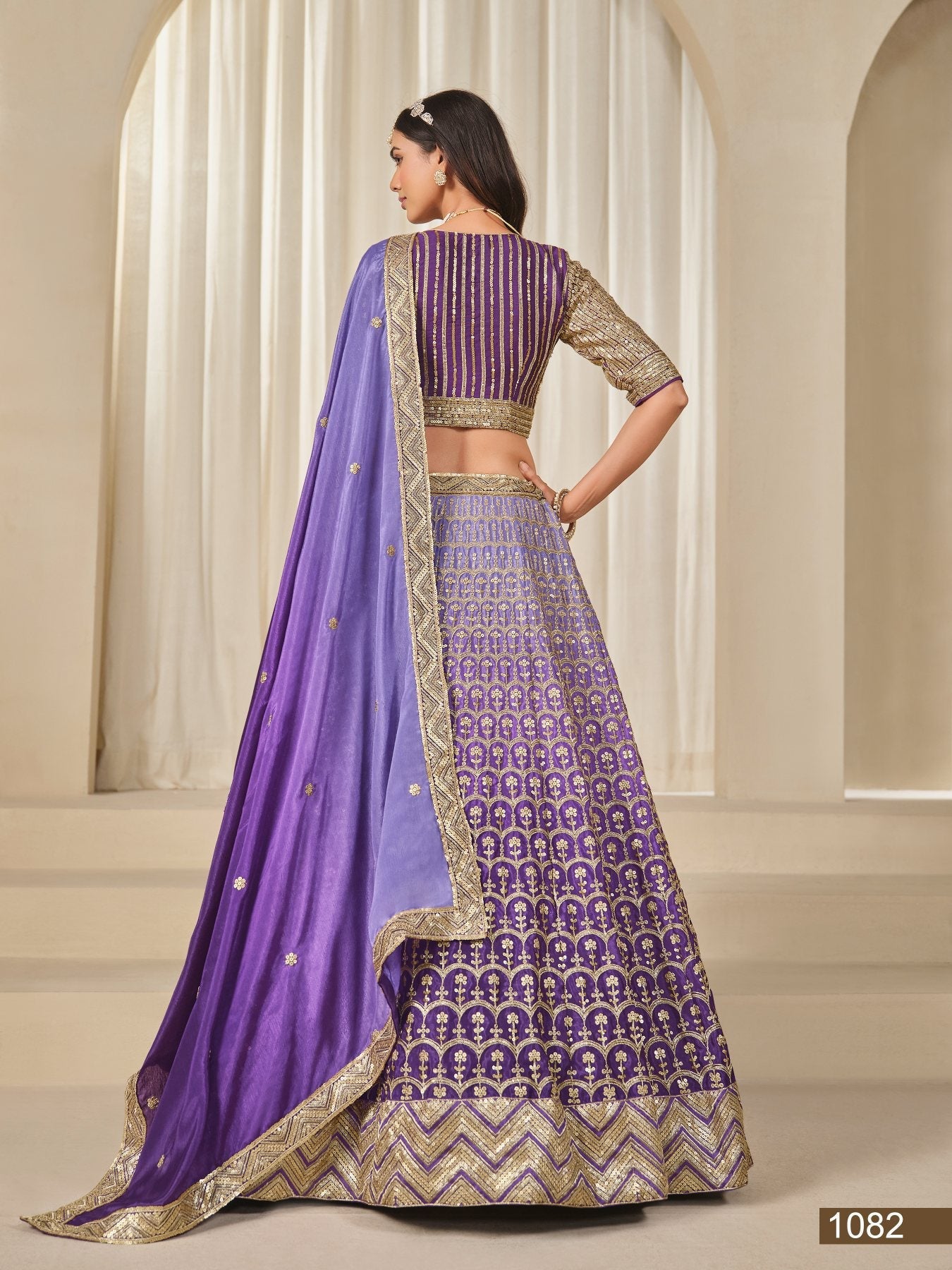 Anaita Purple Embroidered Heavy Chinon Silk Designer Lehenga With Blouse