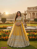 Anaita Yellow Net Lehenga Choli With Embroidery & Dori Sequence Work