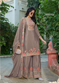 Anaita Chiku Chinon Stitched Plazzo Suit With Codding Dori & Sequence Work