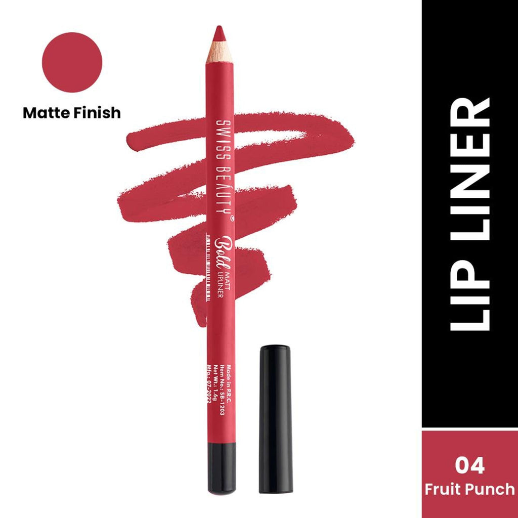 Swiss Beauty Bold Matt Lip Liner Pencil, Long-lasting , Matte Finish , Non-Drying - 4 Fruit Punch