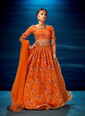 Anaita Orange Organza Lehenga Choli With Sequence & Thread Work