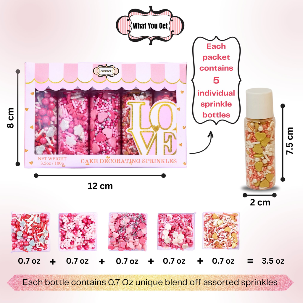 Confect Valentine Sprinkles | 11 Edible Decoration for Baking & Dessert