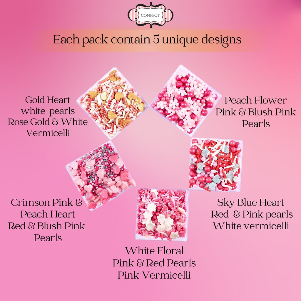 Confect Valentine Sprinkles | 11 Edible Decoration for Baking & Dessert