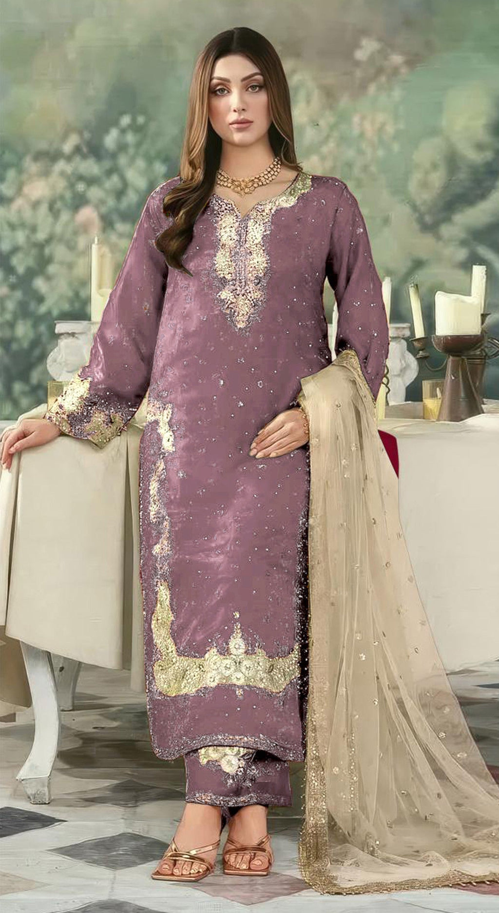 Anaita Lavender Jimmy Choo Suit With Embroidery & Sequence Work
