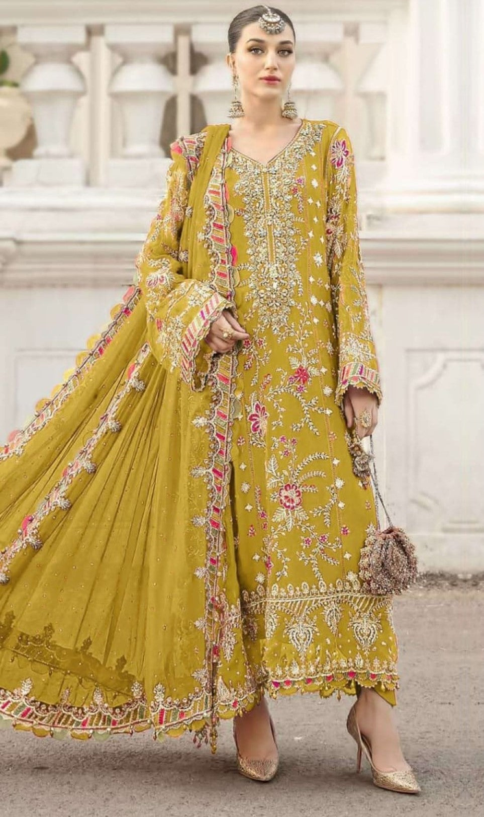 Anaita Yellow Silk Suit With Embroidery & Sequence Work