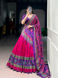 Lorenvalley Fashion Pink Tasar SilkPrinted with Iconic Sparkle Lehenga Choli with Dupatta