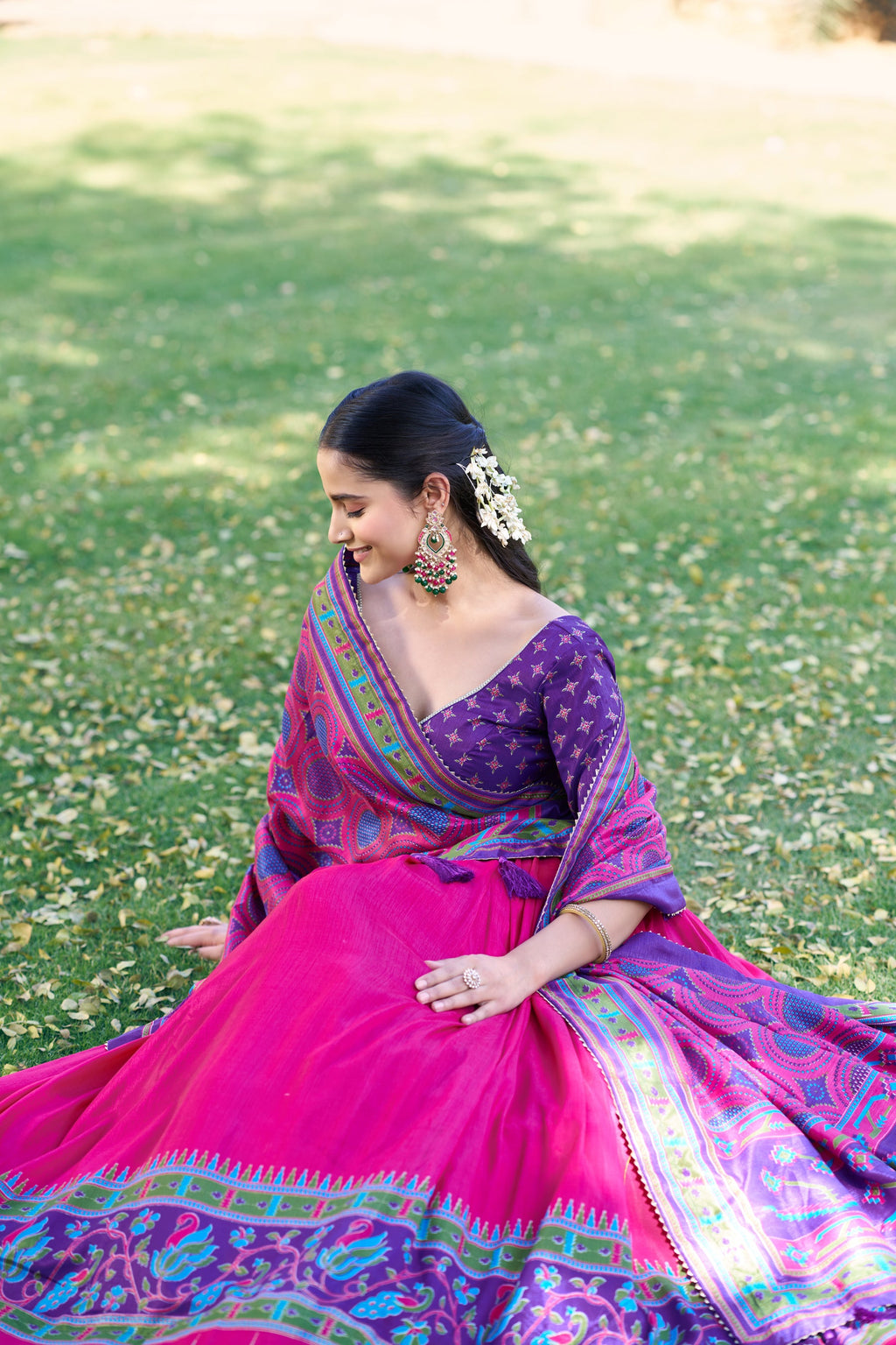 Lorenvalley Fashion Pink Tasar Silkprinted With Iconic Sparkle Lehenga Choli With Dupatta
