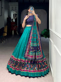 Lorenvalley Fashion Skyblue Tasar SilkPrinted with Iconic Sparkle Lehenga Choli with Dupatta