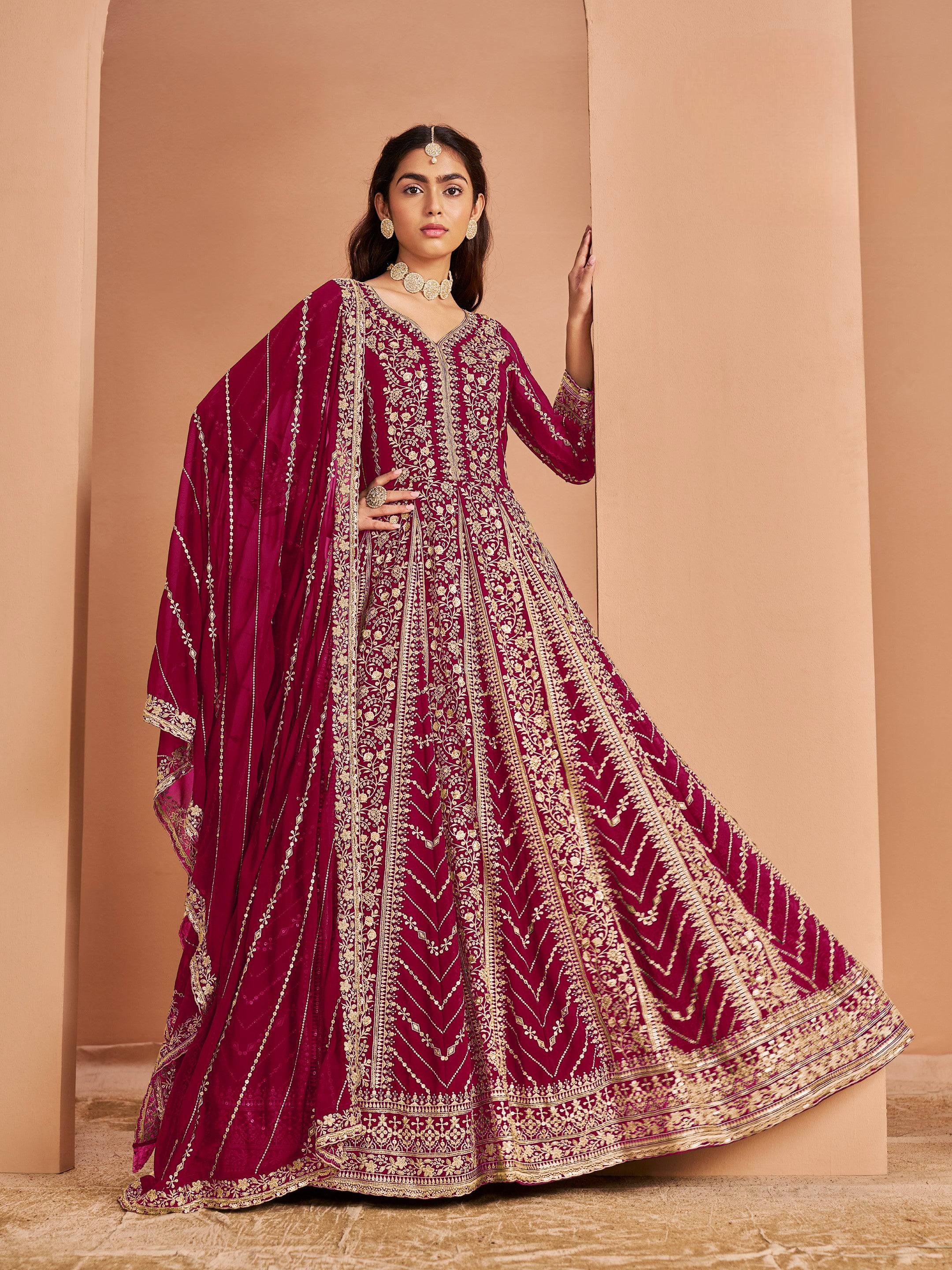 Anaita Dark Pink Georgette Embroidered Salwar Suit