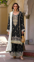 Anaita Black Heavy Chinon Suit With Embroidery Bits Work
