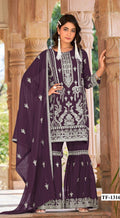 Anaita Purple Nylon Organza Suit With Embroidery & Mirror Work