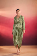 Lorenvalley Fashion Multicolor Tasar Silk Printed Blouse Chic Layer and Stylish Bottom Co-ord Set