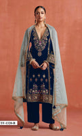 Anaita Navy Heavy Velvet Suit With Embroidery Work