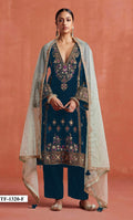 Anaita Teal Heavy Velvet Suit With Embroidery Work