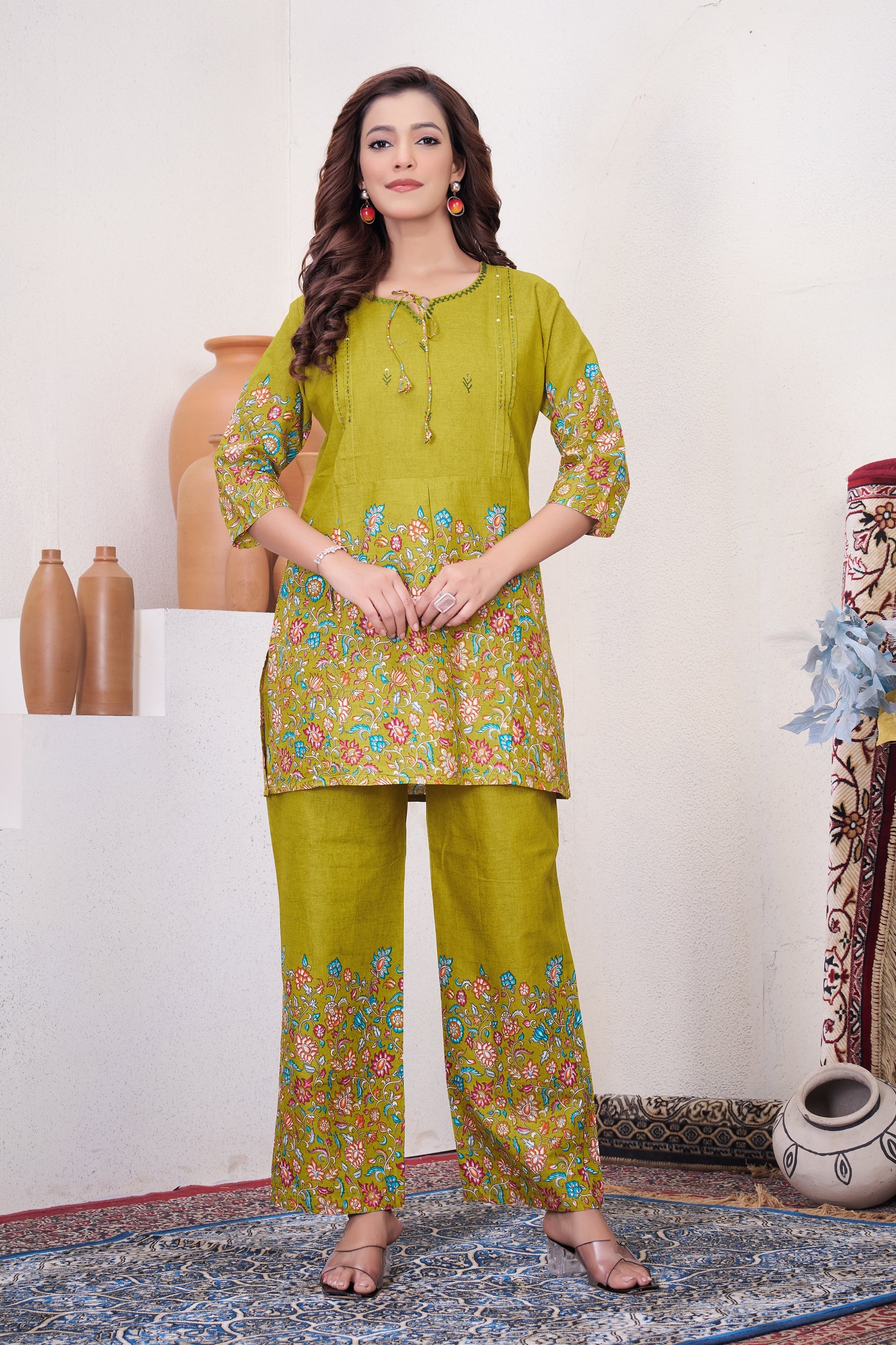 Lorenvalley Fashion Parrot Pure Cotton Elegant & Trendy Printed Design Co-Ord Set