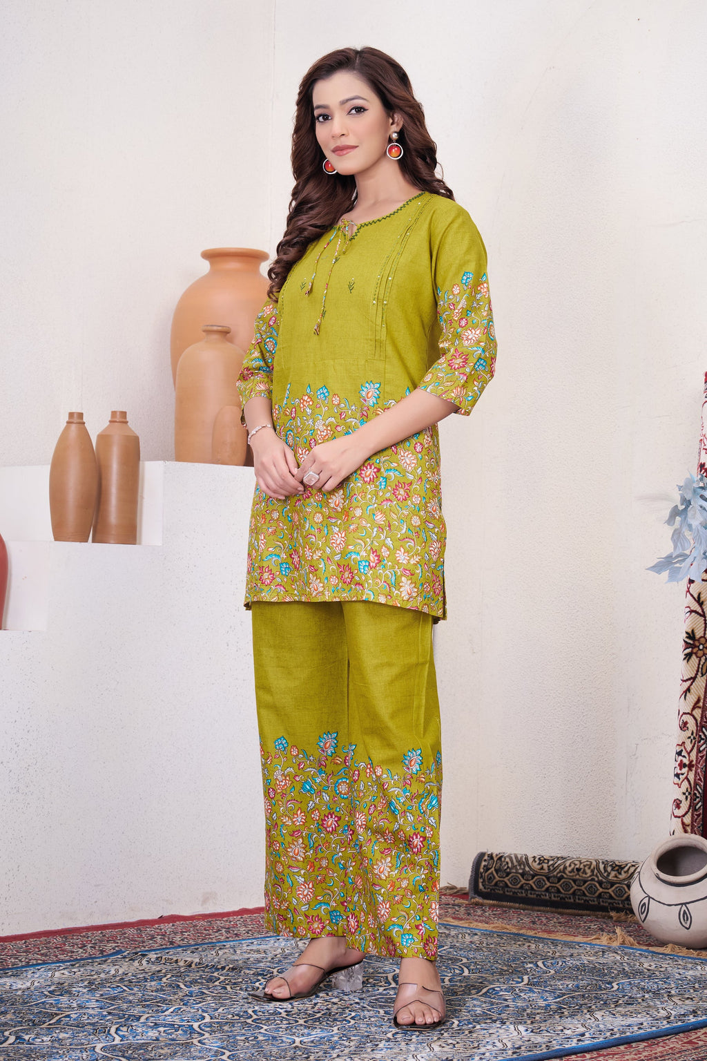 Lorenvalley Fashion Parrot Pure Cotton Elegant & Trendy Printed Design Co-Ord Set