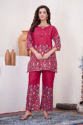 Lorenvalley Fashion Pink Pure Cotton Elegant & Trendy Printed Design Co-Ord Set