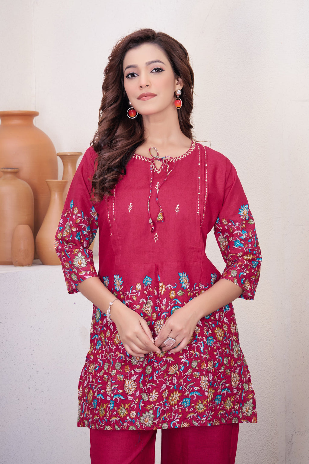 Lorenvalley Fashion Pink Pure Cotton Elegant & Trendy Printed Design Co-Ord Set