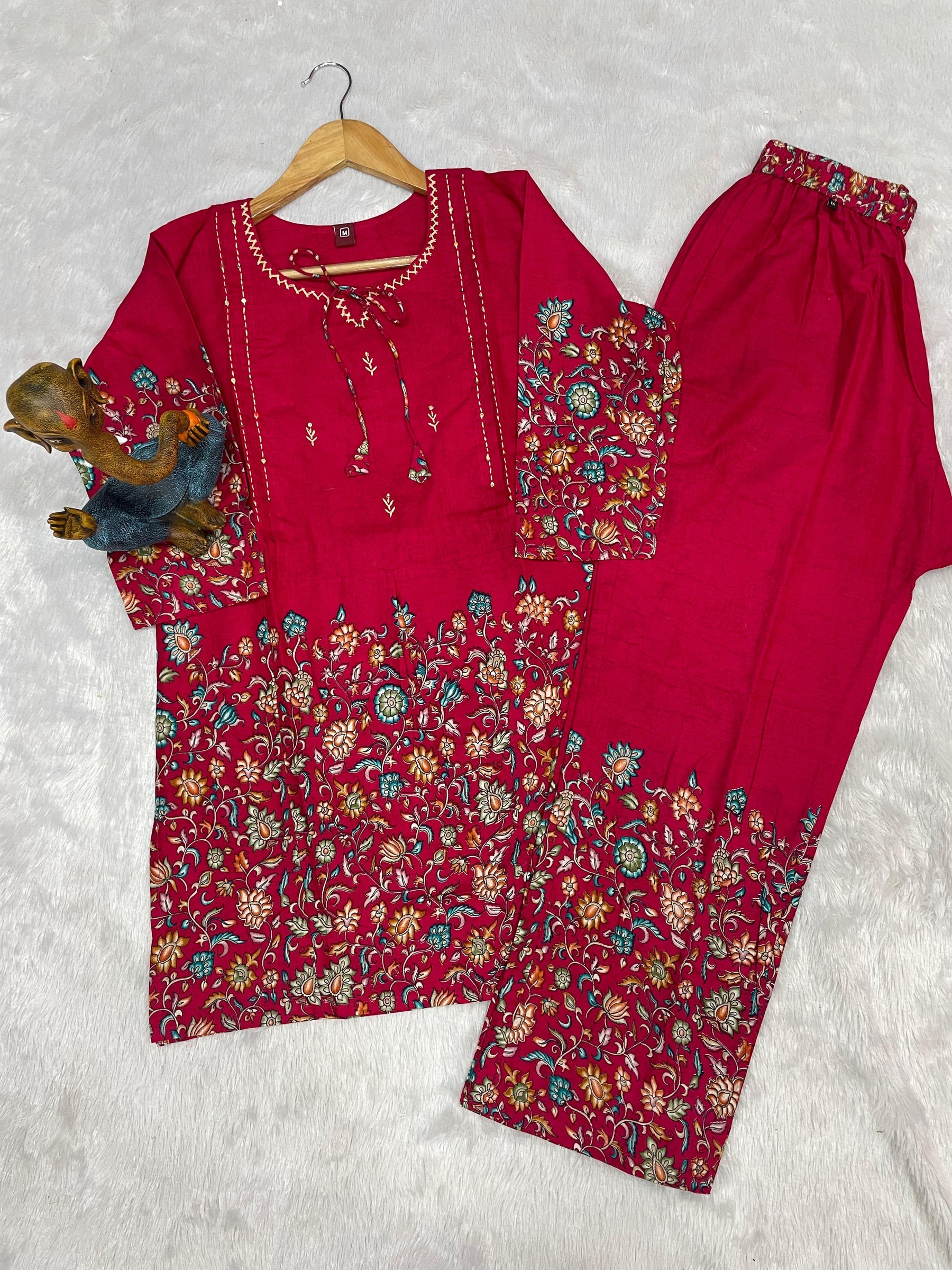 Lorenvalley Fashion Pink Pure Cotton Elegant & Trendy Printed Design Co-Ord Set