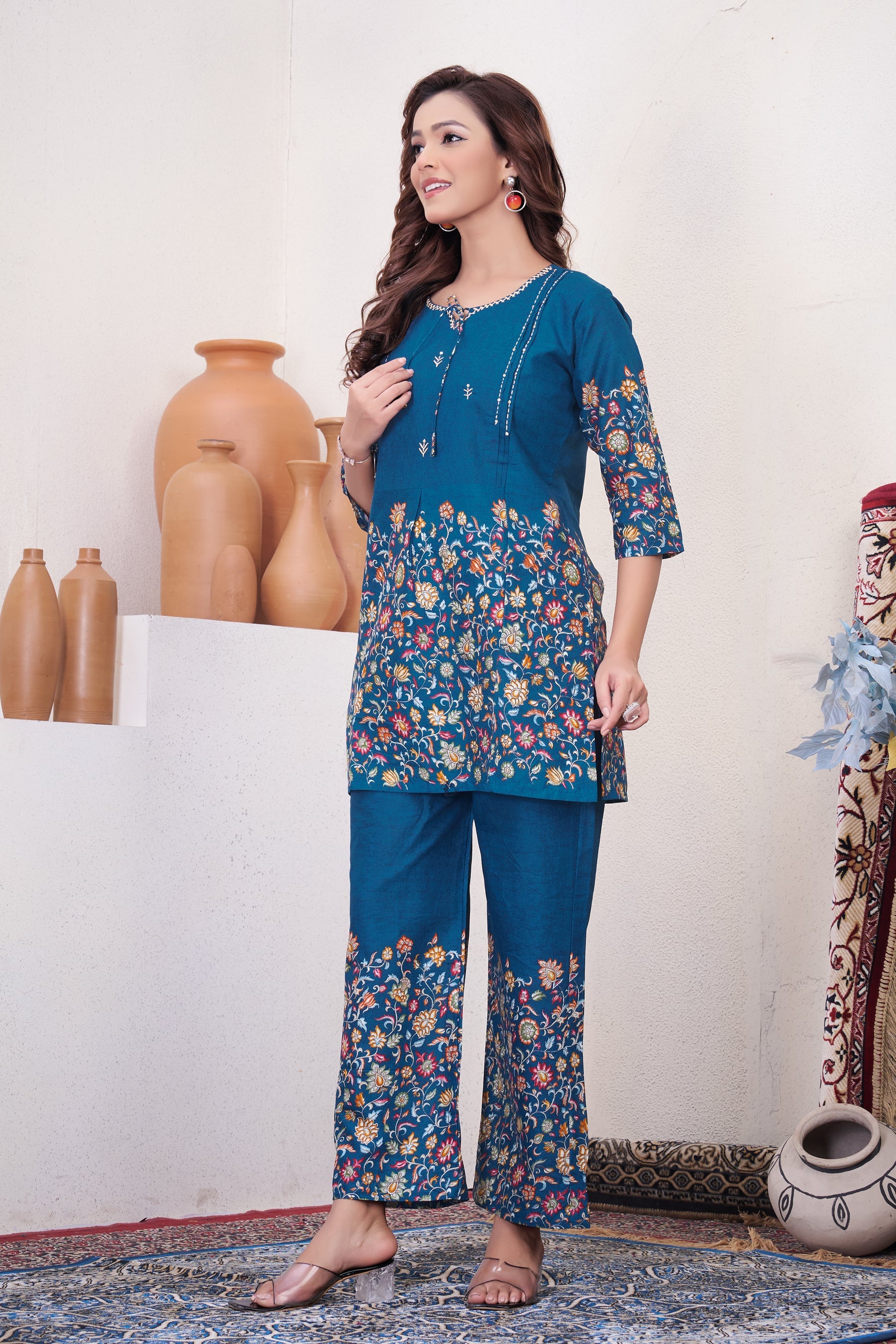 Lorenvalley Fashion Rama Pure Cotton Elegant & Trendy Printed Design Co-Ord Set