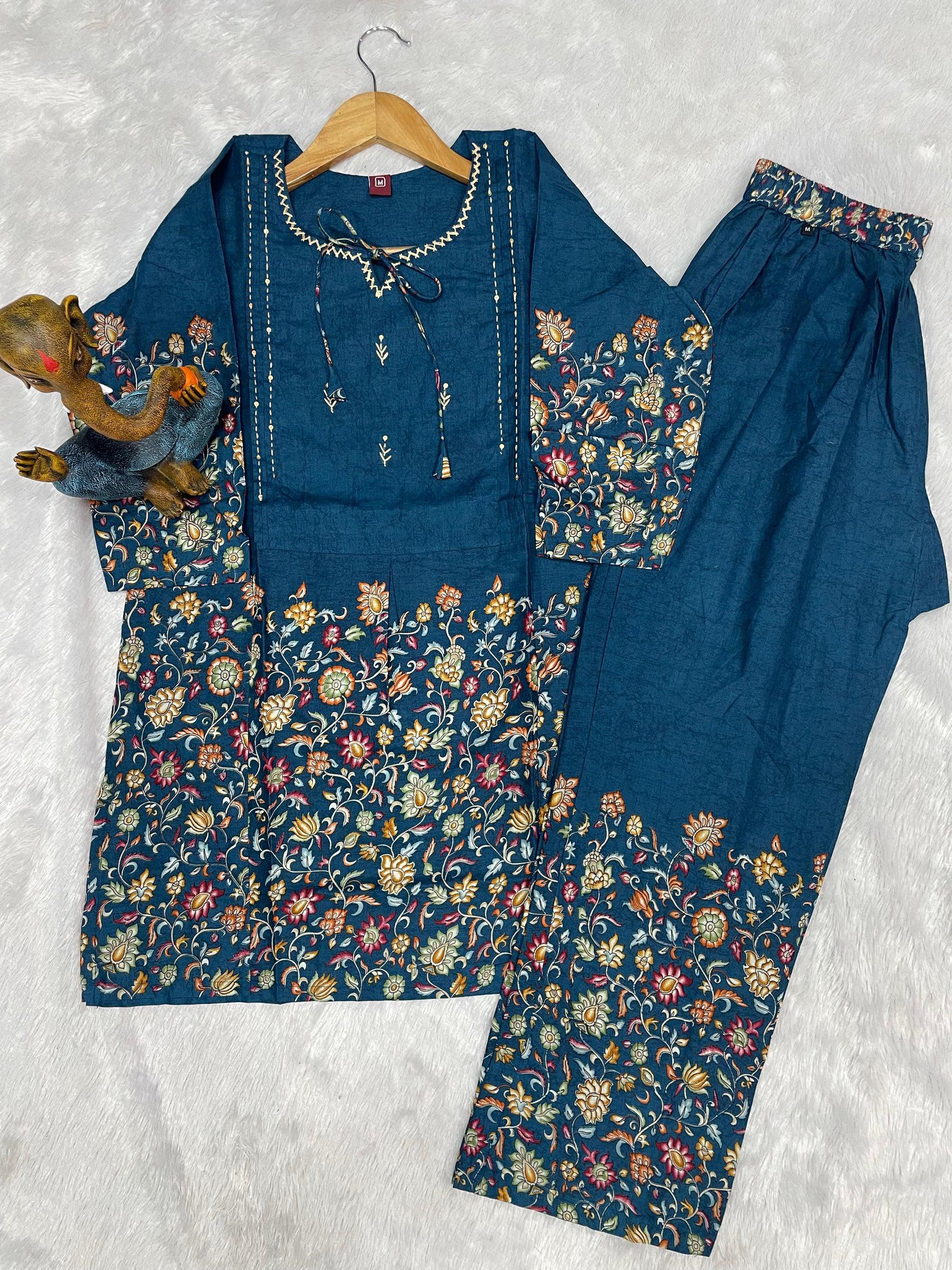 Lorenvalley Fashion Rama Pure Cotton Elegant & Trendy Printed Design Co-Ord Set