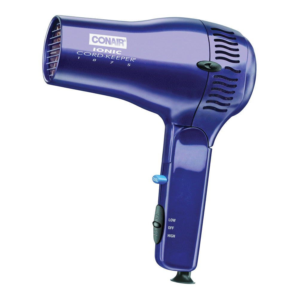 Conair Cord Keeper Hair Dryer, 1875W – Retractable Cord Travel Hair Dryer with Folding Handle & Ionic Technology