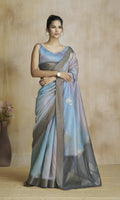 Anaita Dark Grey Fancy Fabric With Digital Print Saree With Blouse