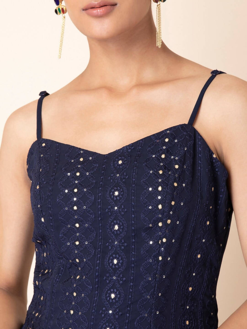 Indya Navy Blue Georgette Kurta