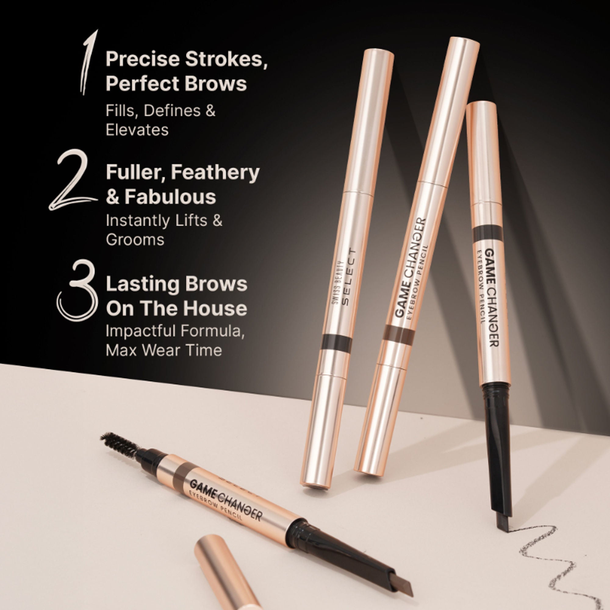 Swiss Beauty Select Game Changer Eyebrow Pencil - 3 Charcoal Black