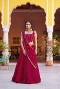 Lorenvalley Fashion Ranipink Fendy Satin Sequins and Thread Embroidery Work Lehenga Choli with Dupatta