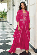 Anaita Magenta Georgette Stitched Lehenga Choli With Sequence & Thread Work