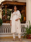 Vedant Vastram Viscose Silk Embroidery & Sequence Work Stitched Salwar Suit Set-White