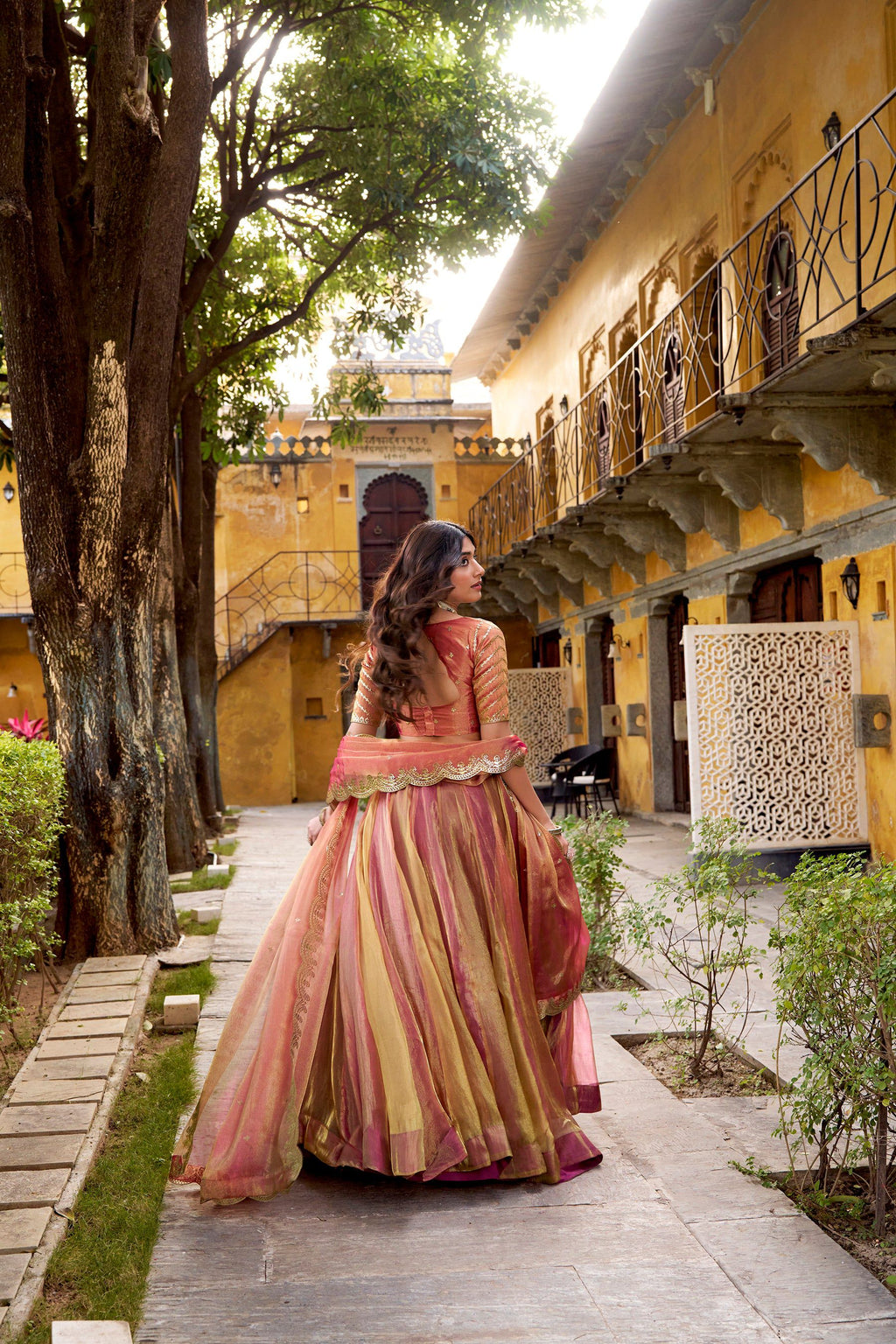 Lorenvalley Fashion Rust Carike Silk Plain Lehenga Choli with Dupatta