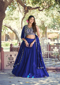 Lorenvalley Fashion Royalblue P.C.Kashmiri Plain Lehenga Choli With Dupatta
