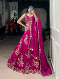 Lorenvalley Fashion Pink Naysha Silk Sequins And Thread Embroidery Work With Lace Border Lehenga Choli With Dupatta