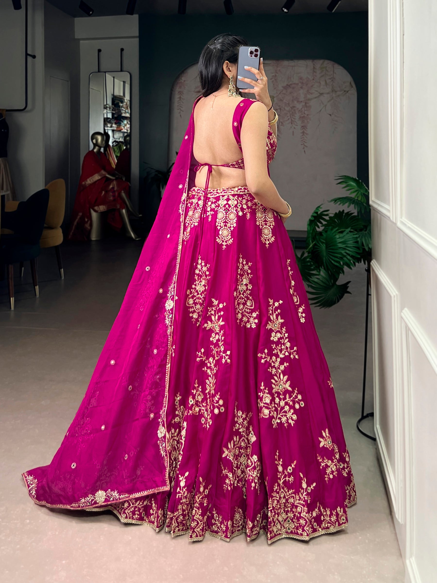 Lorenvalley Fashion Pink Naysha Silk Sequins And Thread Embroidery Work With Lace Border Lehenga Choli With Dupatta