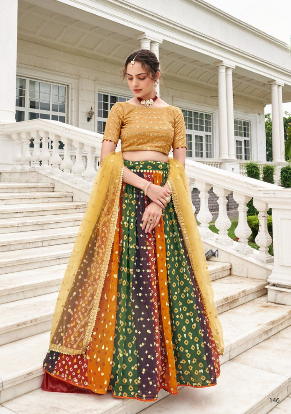 Anaita Multicolor Georgette Lehenga Choli With Sequence & Thread Work