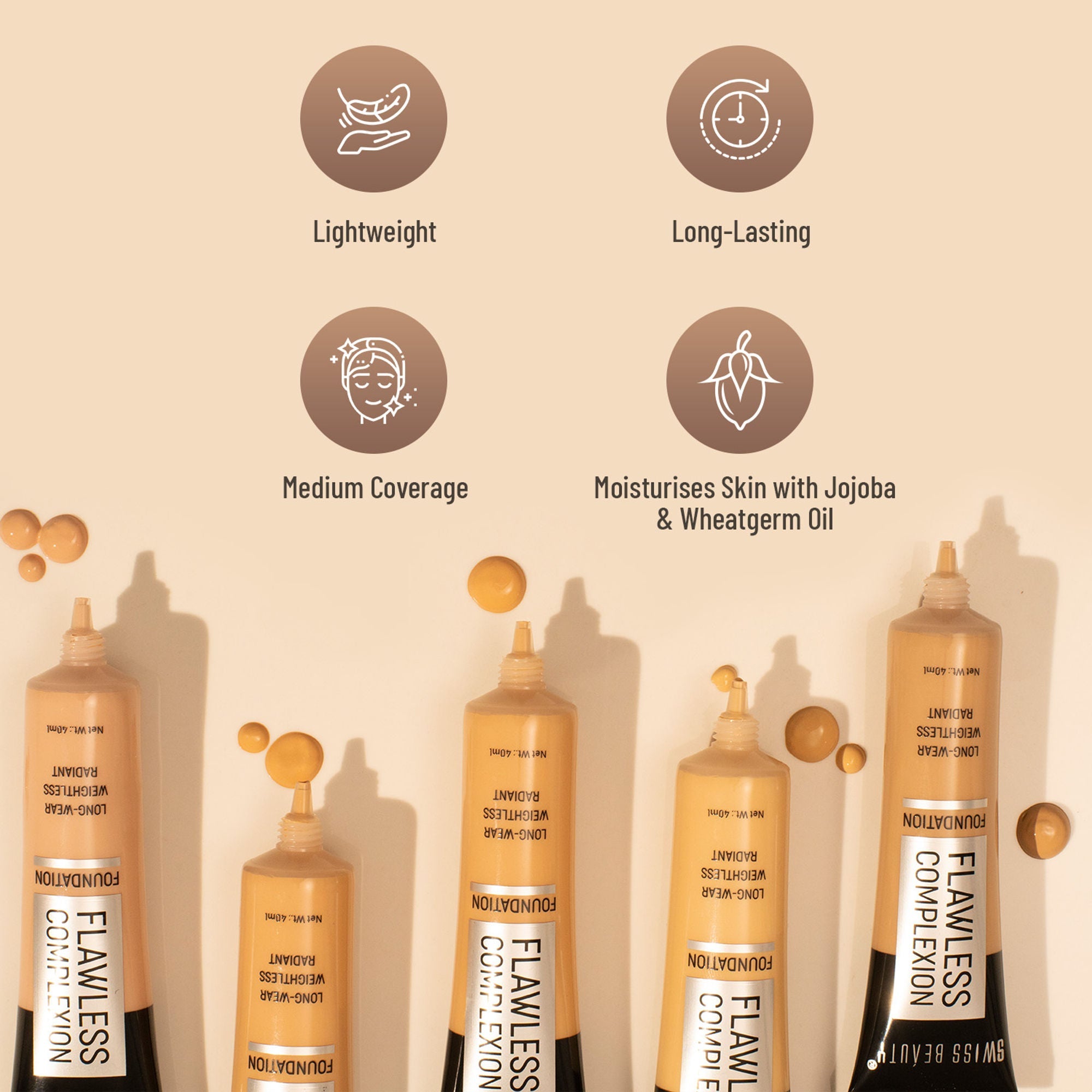 Swiss Beauty Flawless Complexion Foundation - 1 Rose Ivory