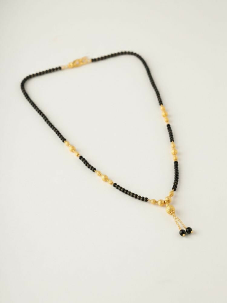 NVR Women Black Gold Plated Mangalsutra