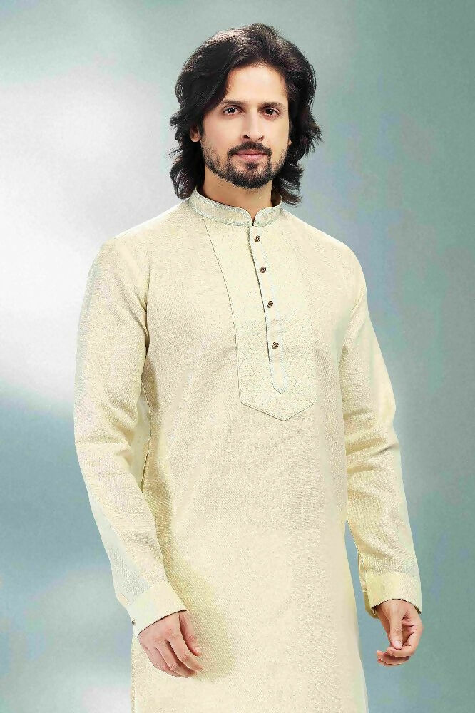 Raivat Ethnic Linen Cotton Pintux Work Kurta Pajama In Pista Green Colour